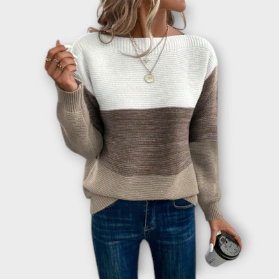 Tessa | Chic Three-Color Patchwork Sweater for a Stylish Look