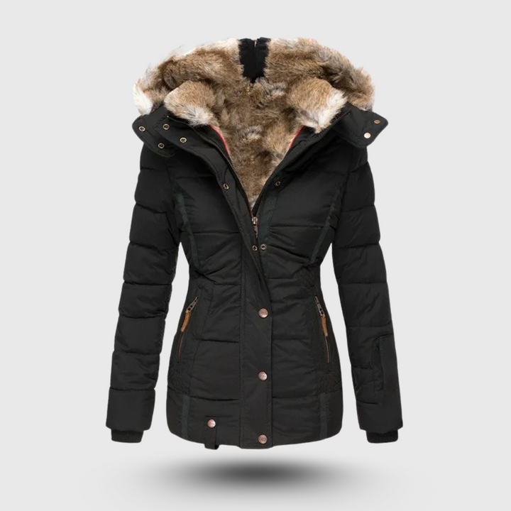 Elaine  – Winter Jacket with Fluffy Collar and Slim Fit