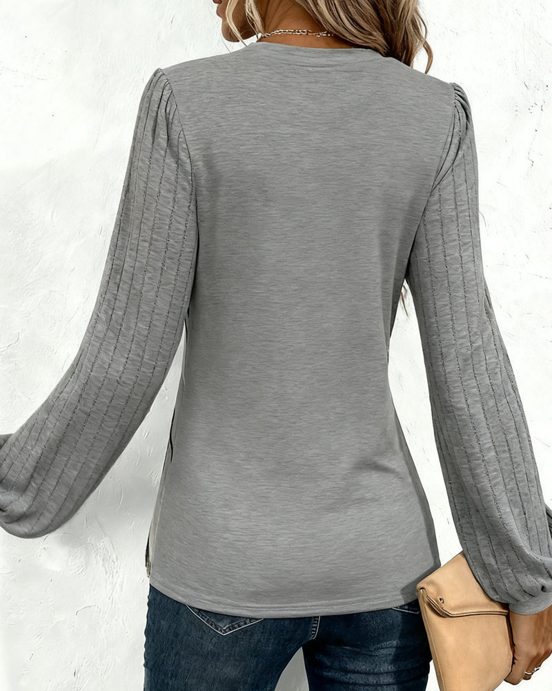 Arianna | Striped Lantern Sleeve Top