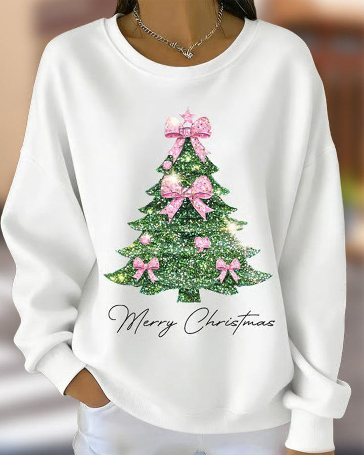 Aubrey | Round Neck Long Sleeve Christmas Printed Sweatshirt