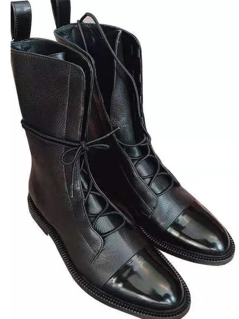 Victoria | Polished Lace Up Boots