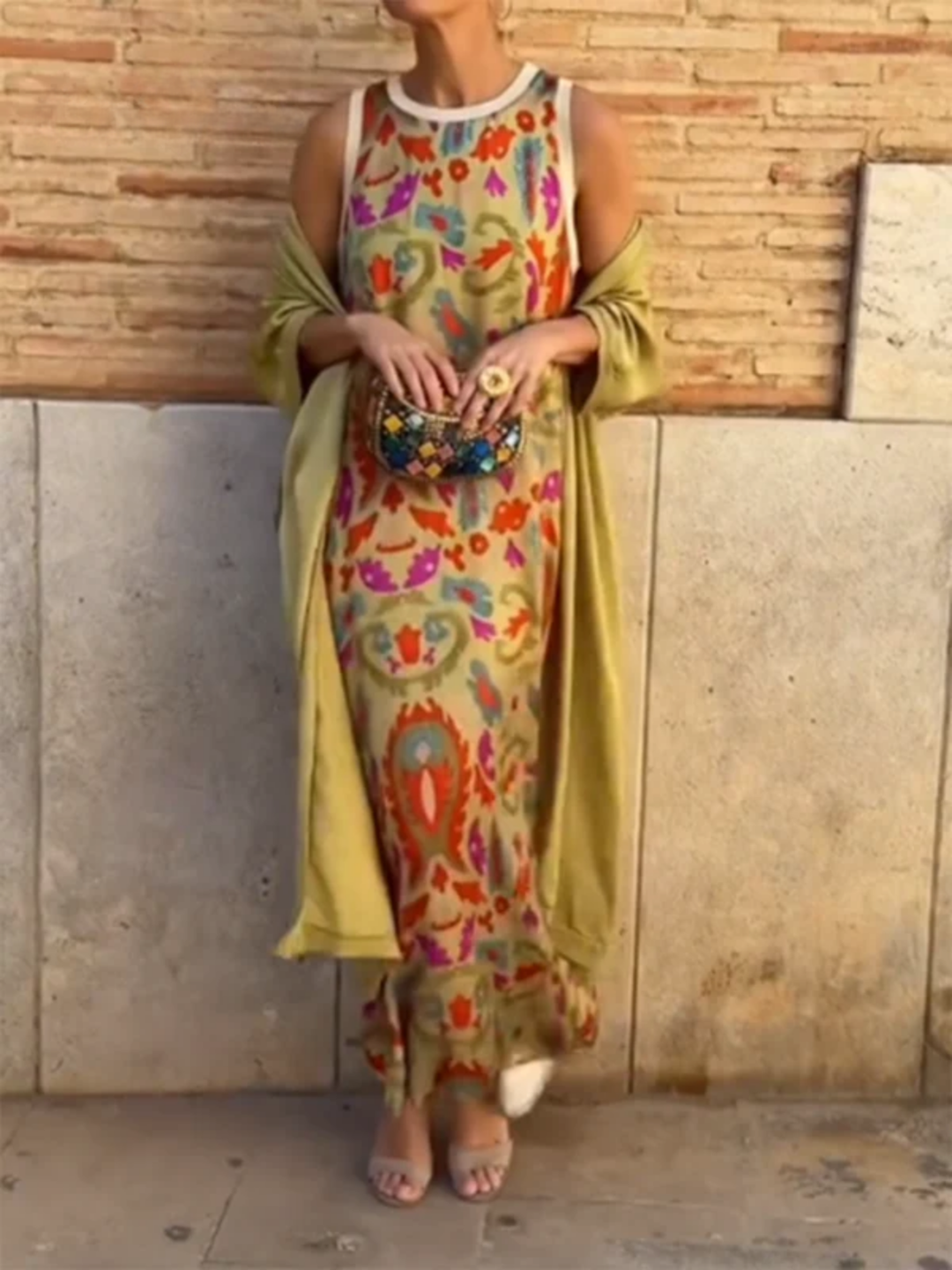 Lydia | Women’s two-piece satin printed set – cardigan and elegant top