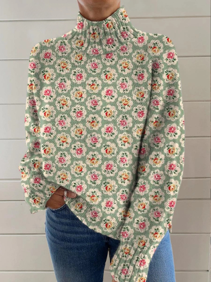 Valerie | Stylish floral print turtleneck sweater for a chic look