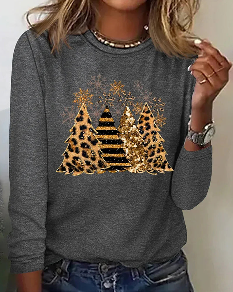 Lillie | Long Sleeve Top with Christmas Tree Graphic
