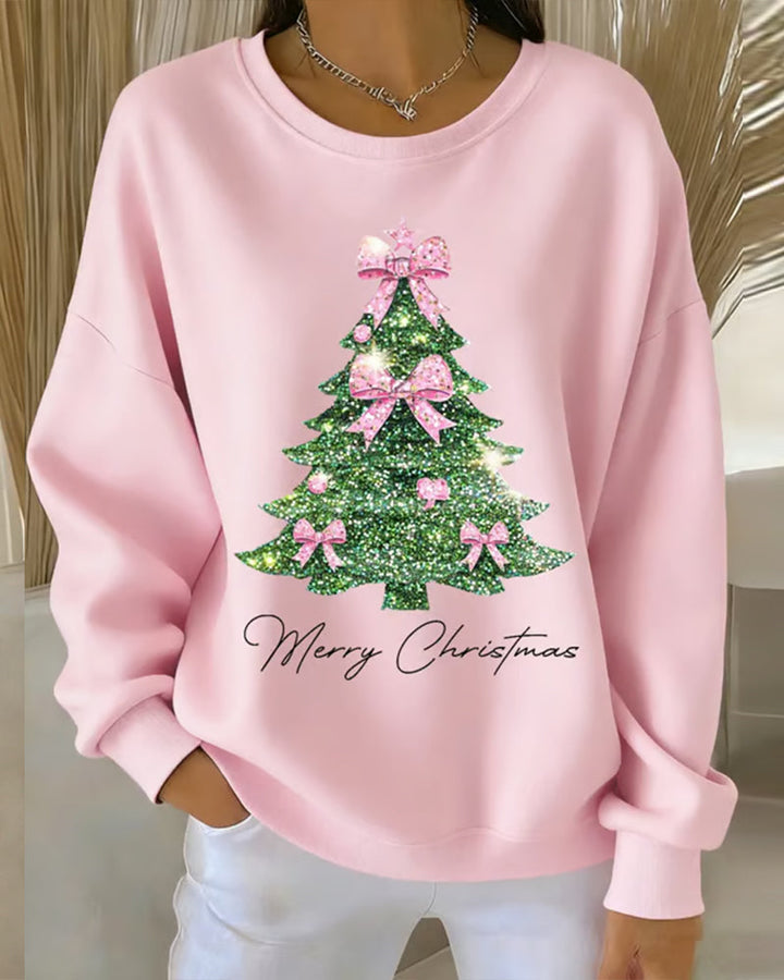 Aubrey | Round Neck Long Sleeve Christmas Printed Sweatshirt