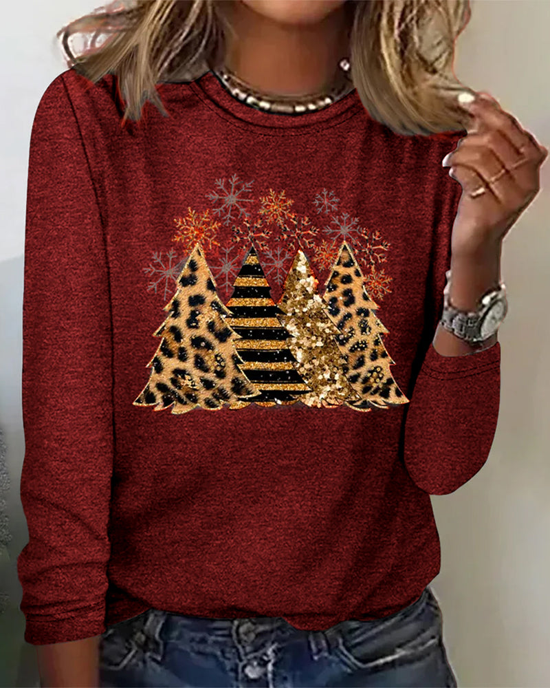 Lillie | Long Sleeve Top with Christmas Tree Graphic