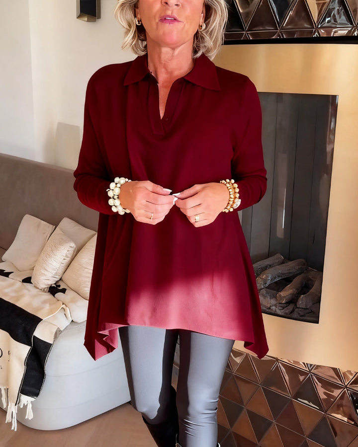 Florina | Irregular Collar Top with Long Sleeves