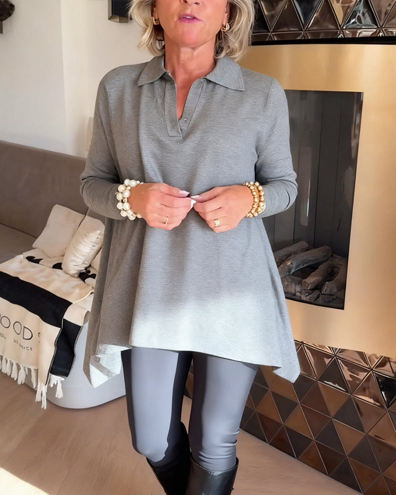 Florina | Irregular Collar Top with Long Sleeves