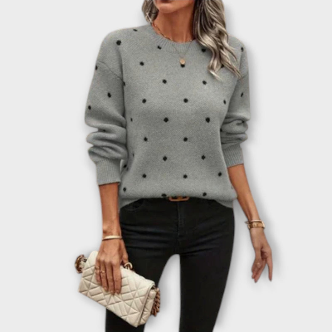 Orla | Casual Knit Autumn Sweater with Polka Dot Pattern
