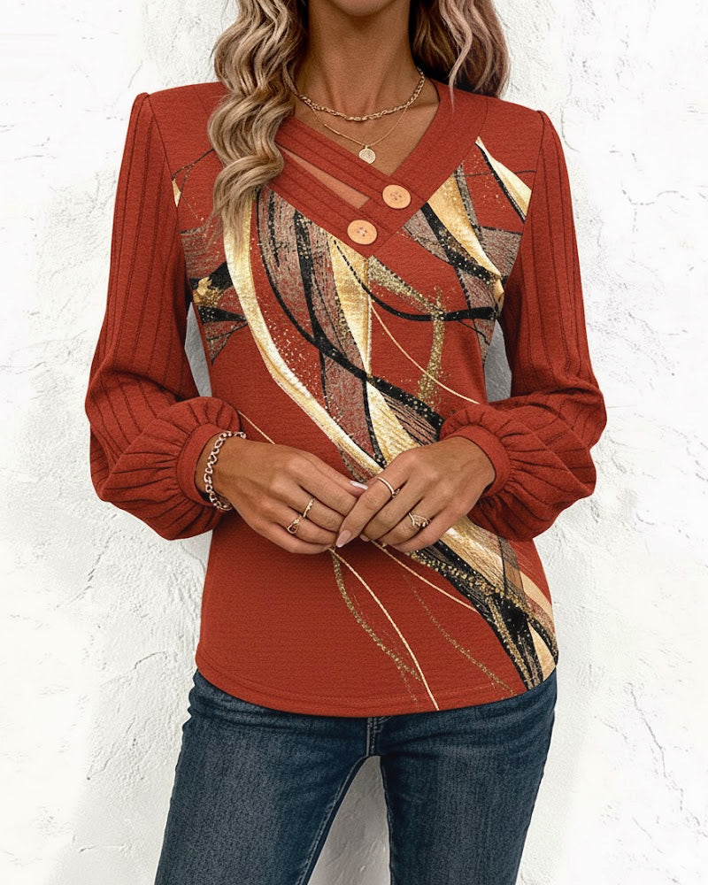 Arianna | Striped Lantern Sleeve Top