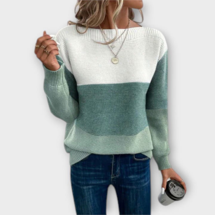 Tessa | Chic Three-Color Patchwork Sweater for a Stylish Look