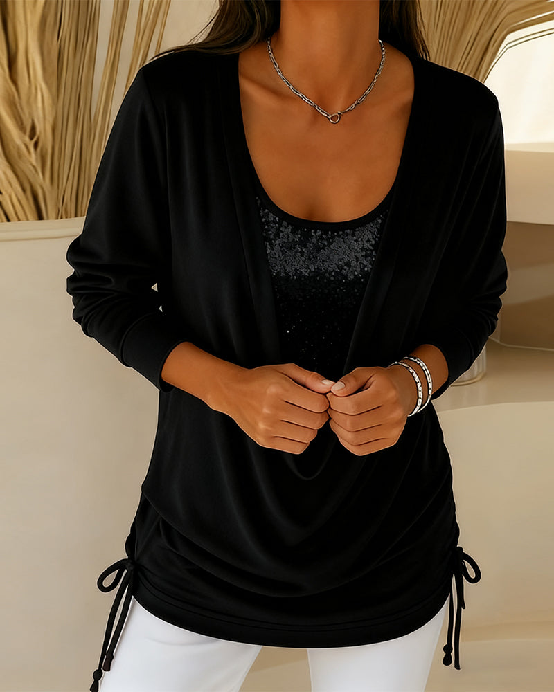 Elspeth | Two-Tone Sequin Top Effect Two-in-One