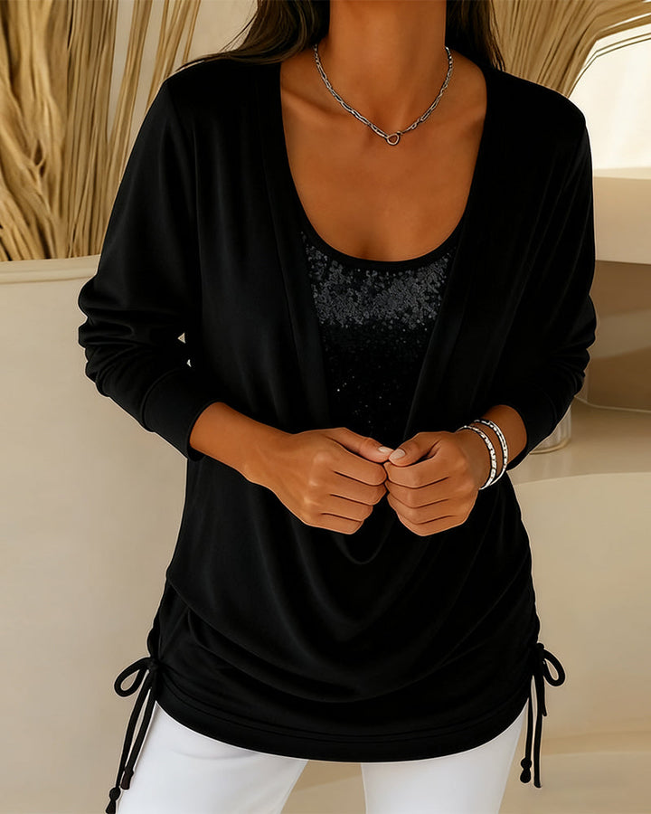 Elspeth | Two-Tone Sequin Top Effect Two-in-One