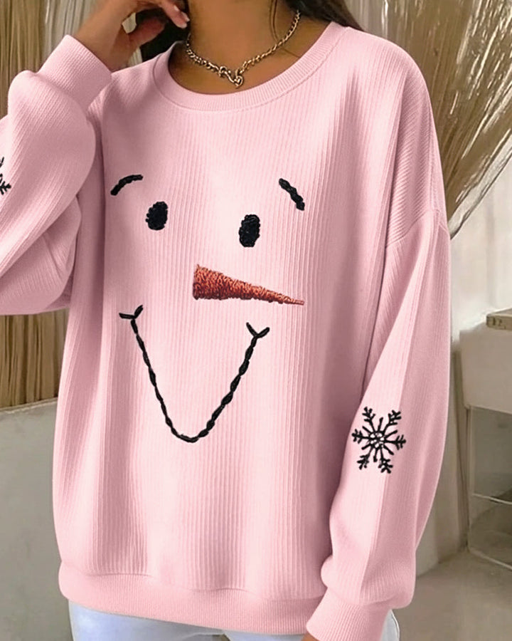 Casey | Printed Snowman Sweatshirt with Round Neck
