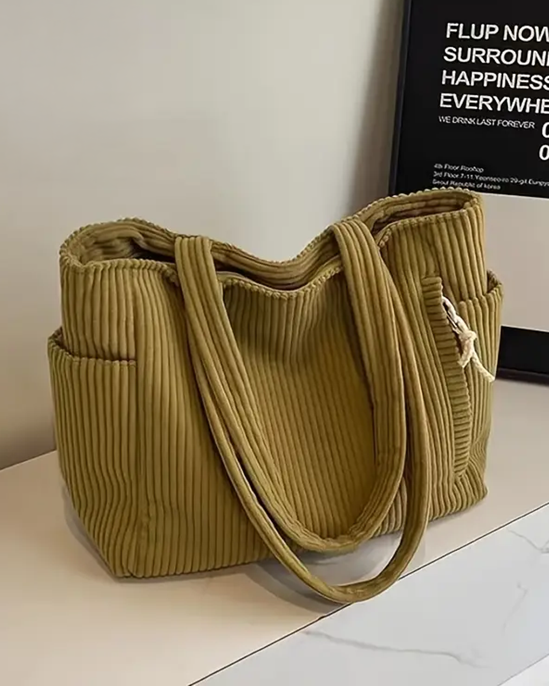 Lucy | Ribbed Tote Bag with Stylish Cord Detailing