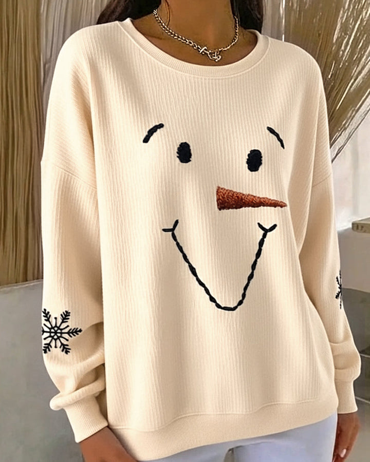 Casey | Printed Snowman Sweatshirt with Round Neck