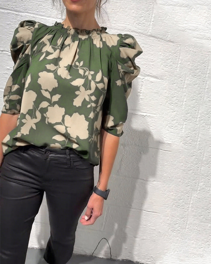 Elodie | Puff Sleeve Ruffled Blouse