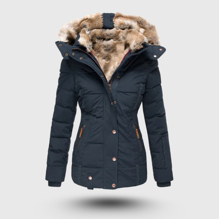 Elaine  – Winter Jacket with Fluffy Collar and Slim Fit