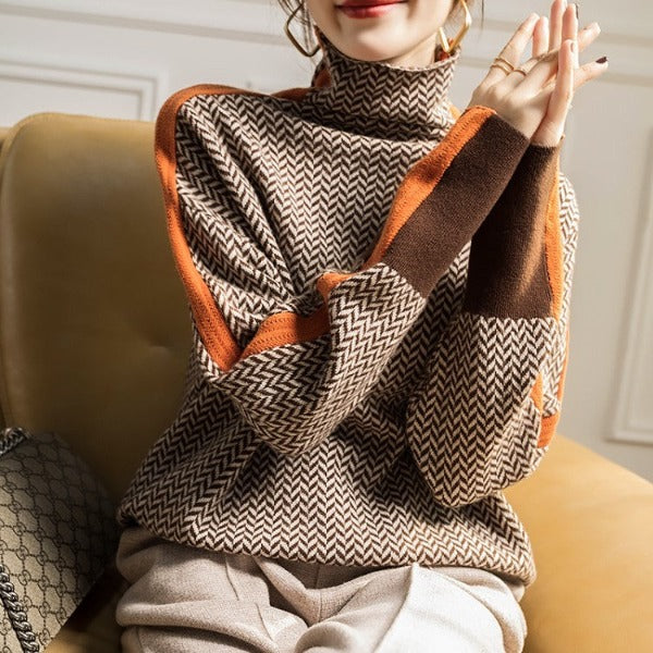 Eleanor | Herringbone Turtleneck Sweater