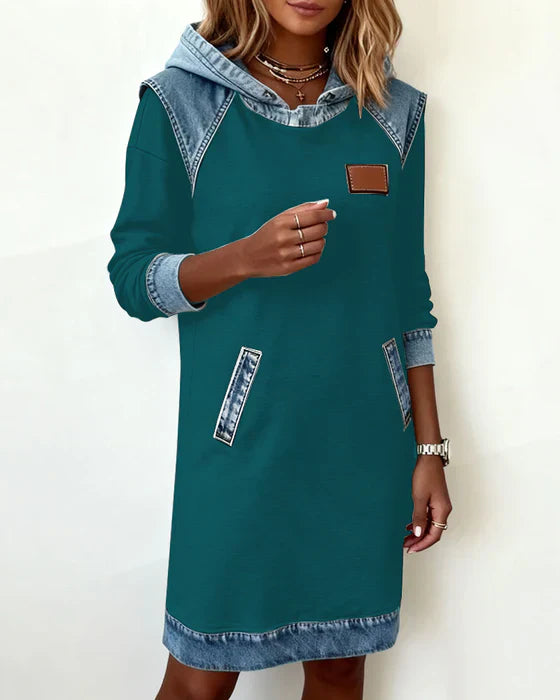 Asha - Casual Hooded Dress with Contrasting Style