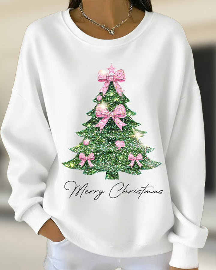 Aubrey | Round Neck Long Sleeve Christmas Printed Sweatshirt