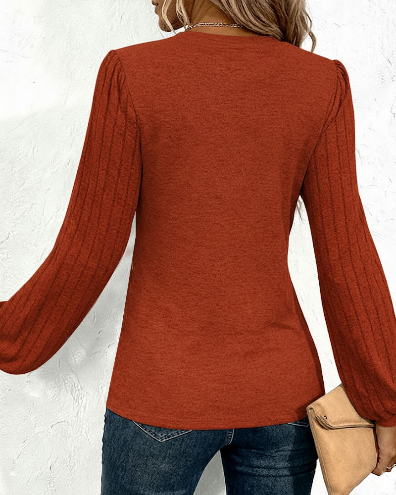 Arianna | Striped Lantern Sleeve Top