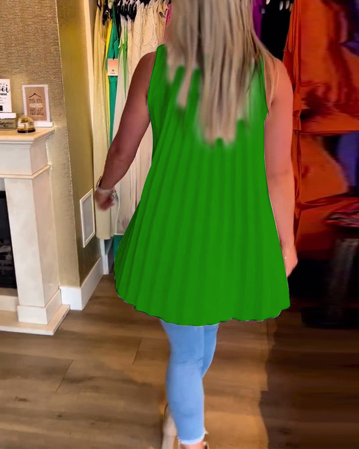 Jodie - Sleeveless Top with Ruffles and Lapels