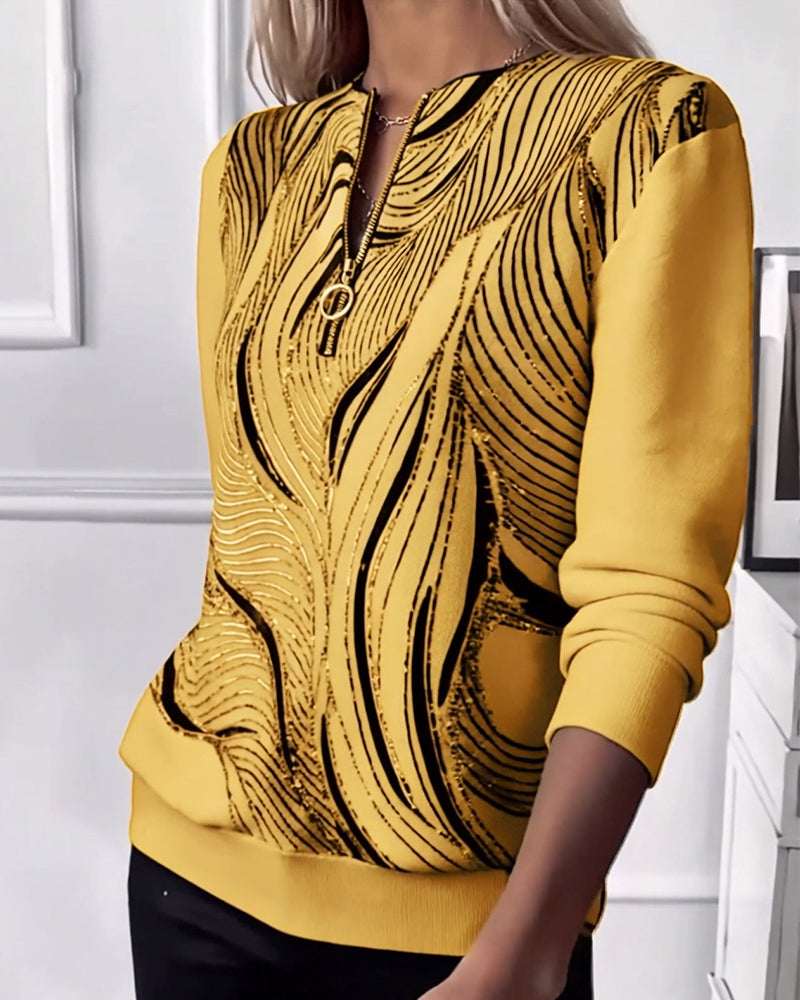 Helena | Casual Printed Zip-Up Sweatshirt