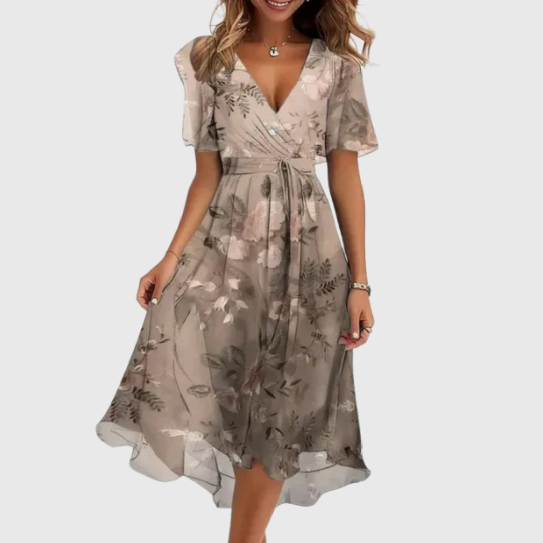 Emmy - Wrap dress with V neckline for women