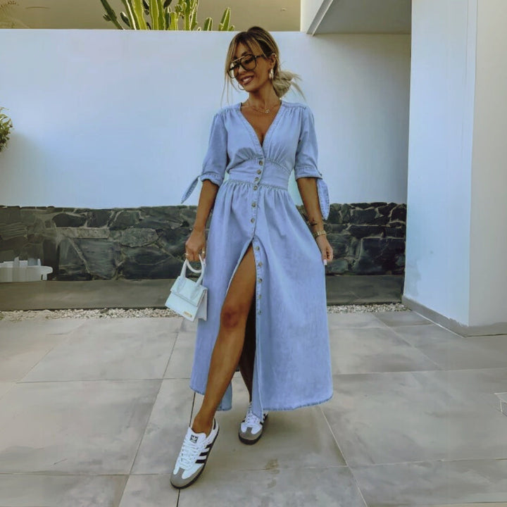 Karla - V-Neck Button Dress