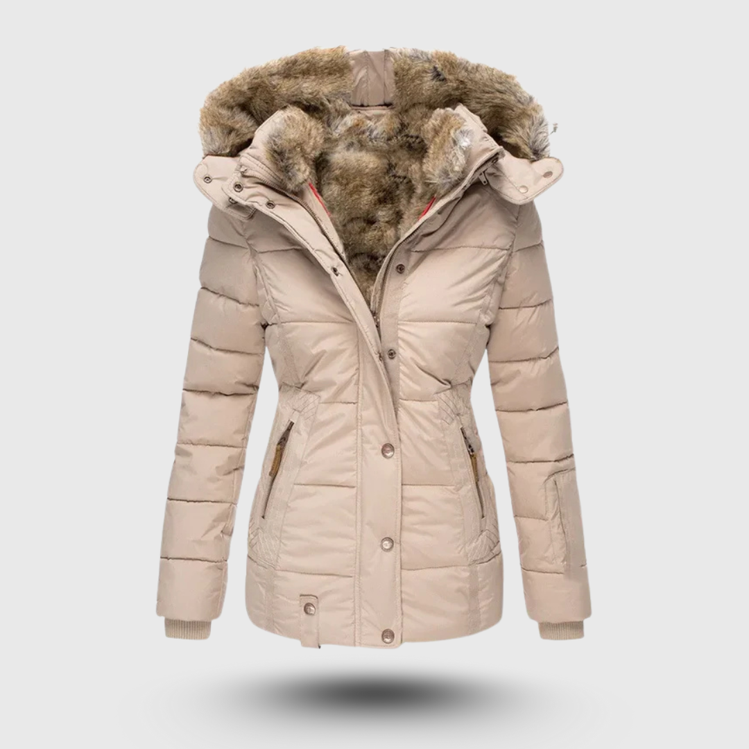 Elaine  – Winter Jacket with Fluffy Collar and Slim Fit