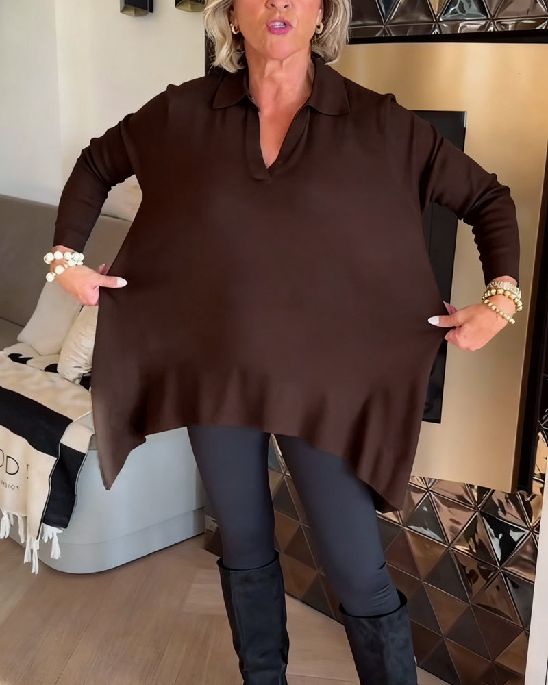 Florina | Irregular Collar Top with Long Sleeves