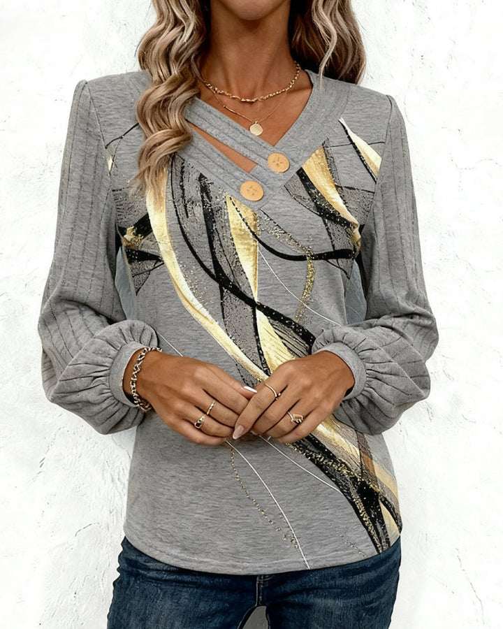 Arianna | Striped Lantern Sleeve Top
