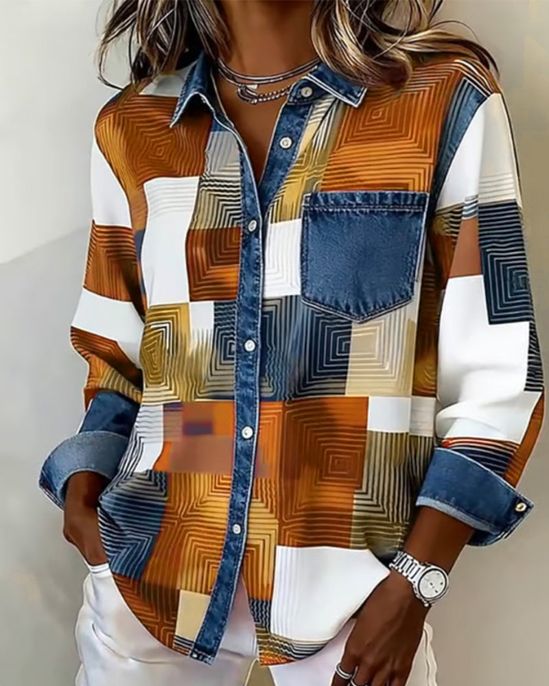 Sophia | Color Block Shirt Fashionable