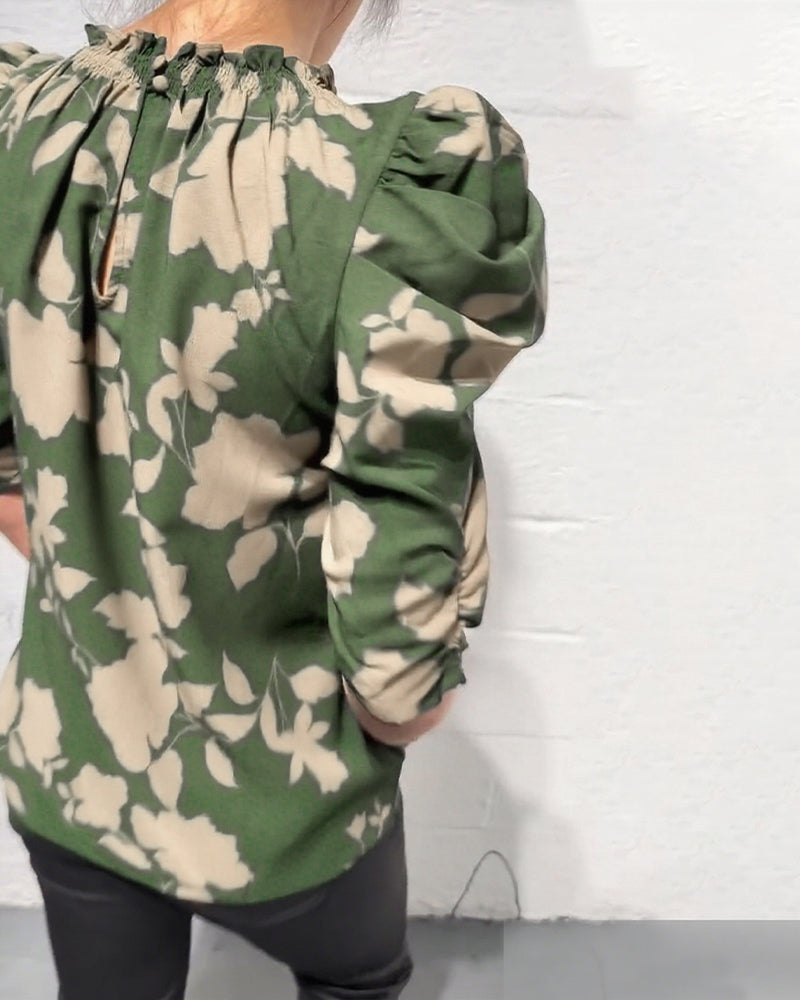 Elodie | Puff Sleeve Ruffled Blouse