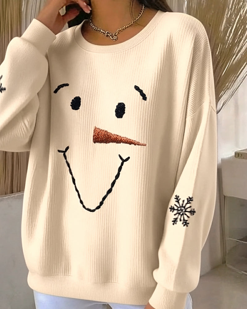 Casey | Printed Snowman Sweatshirt with Round Neck