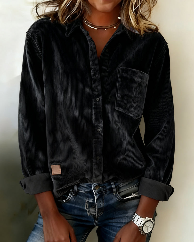 Tara | Trendy Corduroy Shirt with Revers