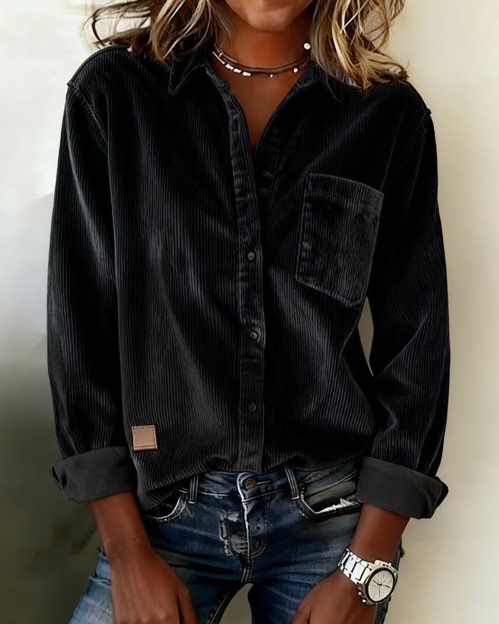 Tara | Trendy Corduroy Shirt with Revers