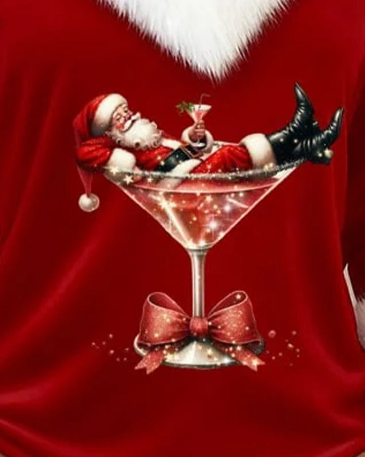 Zahra | Top Plush Christmas Printed Long Sleeves