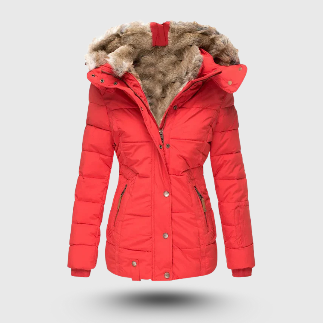 Elaine  – Winter Jacket with Fluffy Collar and Slim Fit