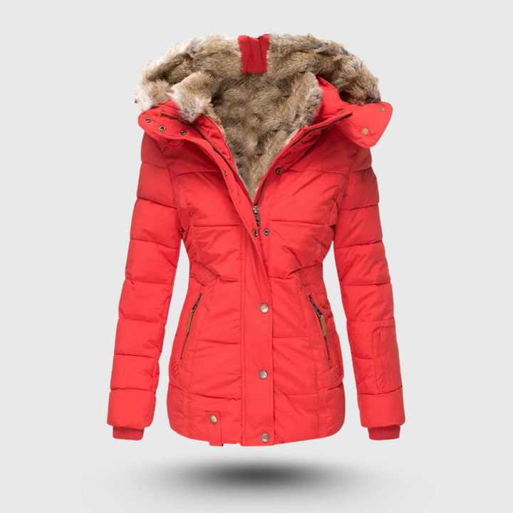 Elaine  – Winter Jacket with Fluffy Collar and Slim Fit