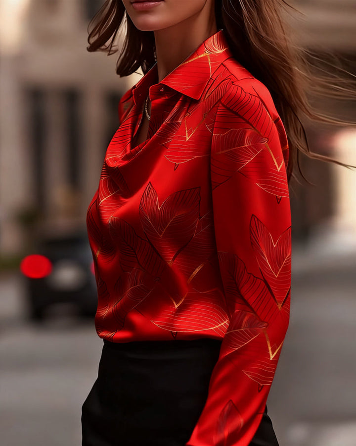 Clara | Elegant Satin Long Sleeve Blouse