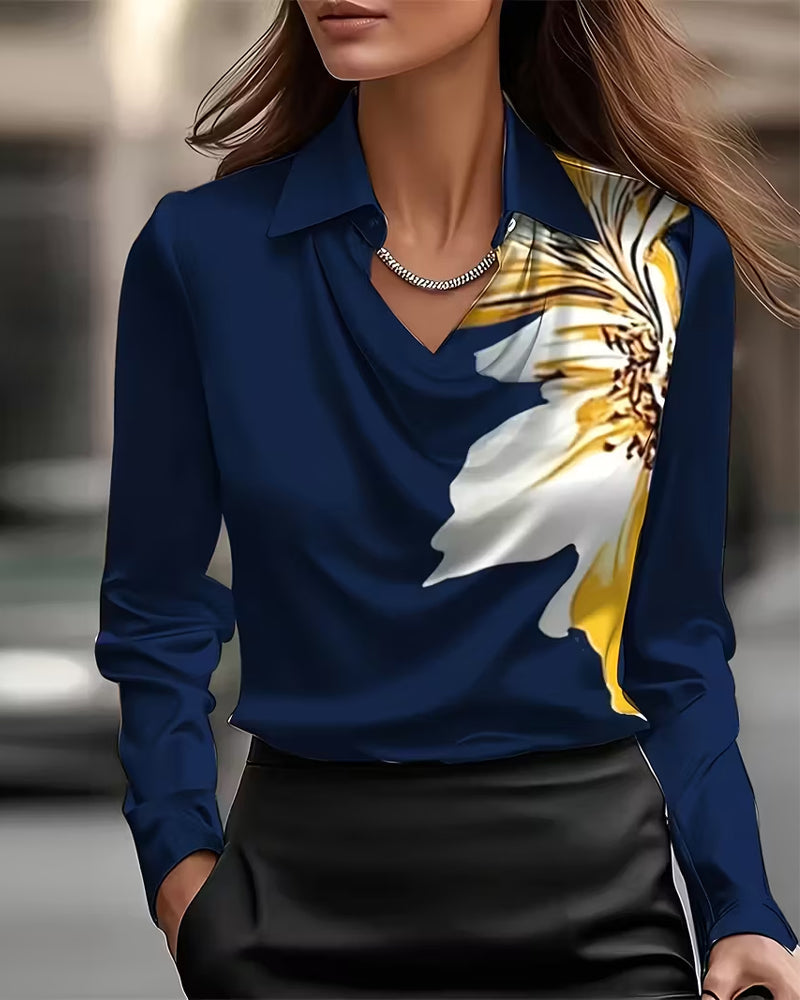 Briony | Printed Right Shoulder Reversed Blouse