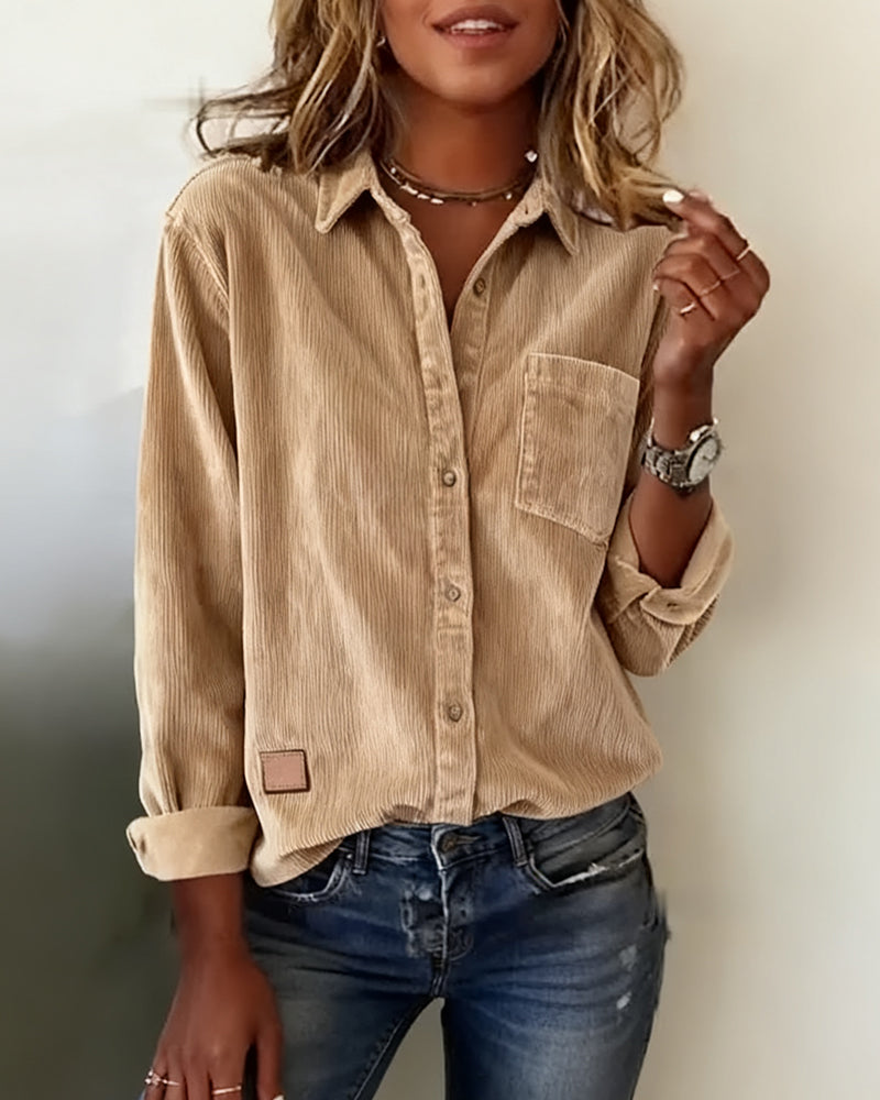 Tara | Trendy Corduroy Shirt with Revers