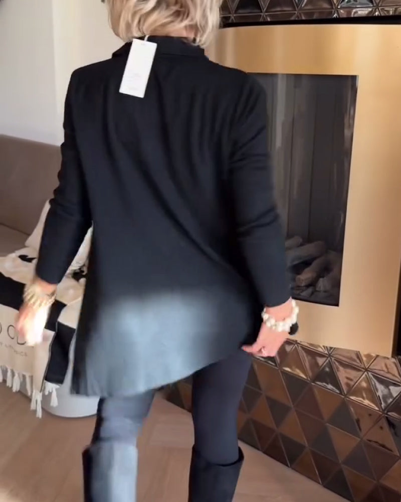 Florina | Irregular Collar Top with Long Sleeves