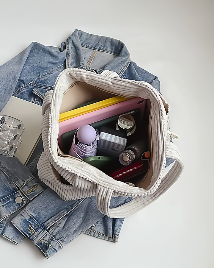 Lucy | Ribbed Tote Bag with Stylish Cord Detailing