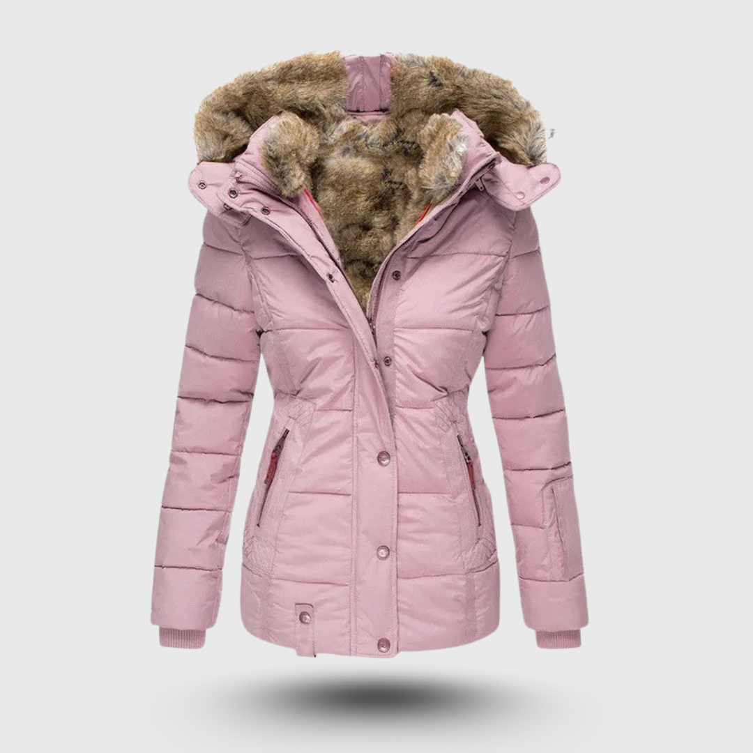 Elaine  – Winter Jacket with Fluffy Collar and Slim Fit