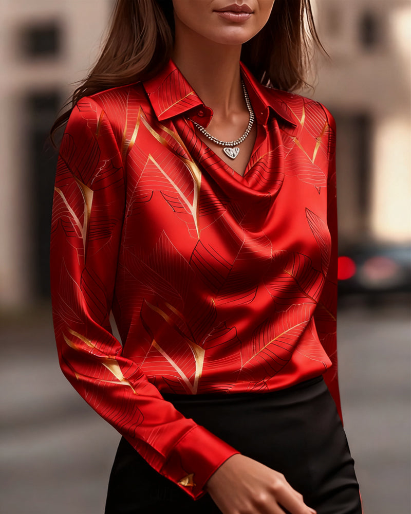 Clara | Elegant Satin Long Sleeve Blouse