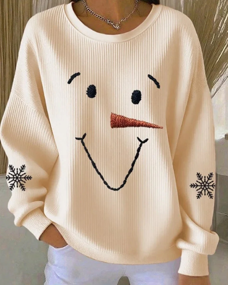 Casey | Printed Snowman Sweatshirt with Round Neck