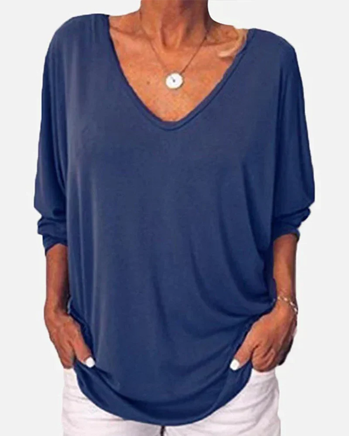 Maddison | V-neck Buttoned Top with 3/4 Sleeves